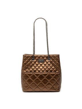 Chanel 2.55 Quilted Chain Shoulder Bag Bronze Brown Leather